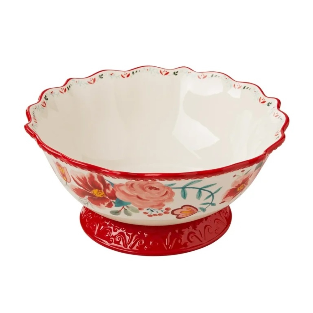 🌺 New Pioneer Woman Merry Meadow Stoneware Footed Bowl - Picture 5 of 9